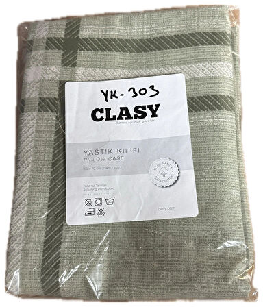 Clasy Ranforce %100 Pamuk 2 Adet Yastık Kılıfı Çizgili Desen Yeşil