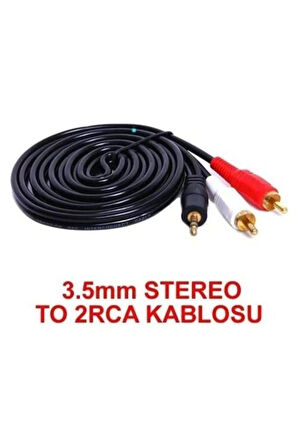 3.5 Mm Stereo To 2rca Kablosu Aux Tos Ses 1.5 Mt Kablo Sound Audıo Erkek Ara Kulaklık Standart