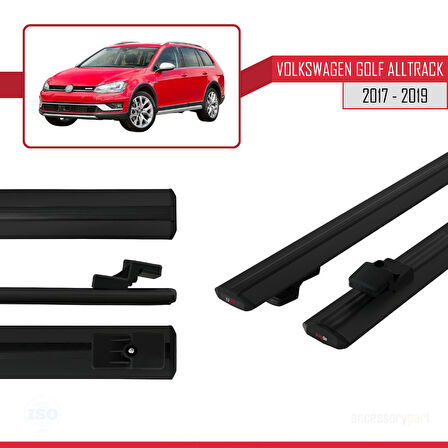 VW Golf Alltrack Mk7 2017-2019 Arası ile Uyumlu BASIC Model Ara Atkı Tavan Barı Siyah 2 Adet