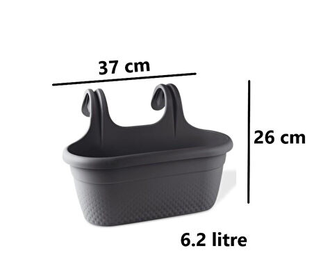 Omnipazar KRS-350 Dekoratif Plastik İnci Askılı Balkon Saksı 6.2 Litre