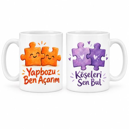 Yapboz Molası 2'li Porselen Kupa Seti - MODEL 590