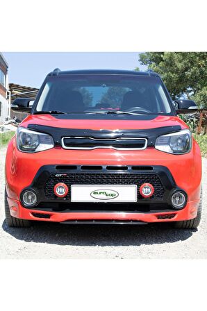 Kia Soul Ön Kaput Koruma Rüzgarlığı 3mm Akrilik (ABS) Parlak Siyah Black Deflektör 2015->