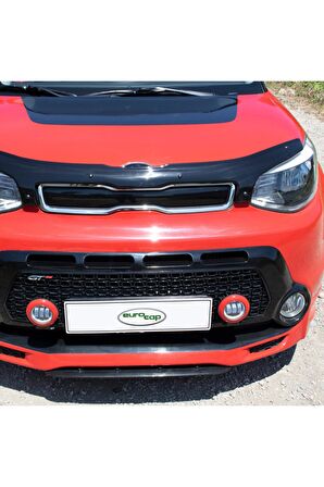 Kia Soul Ön Kaput Koruma Rüzgarlığı 3mm Akrilik (ABS) Parlak Siyah Black Deflektör 2015->