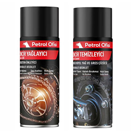 PO Motosiklet Zincir Yağı ve Temizleme Sprey Seti