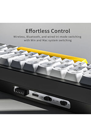 AK650 TFT Ekranlı 3 Modlu Mekanik Oyun Klavyesi-500 Mah Batarya-Gasket Tasarım