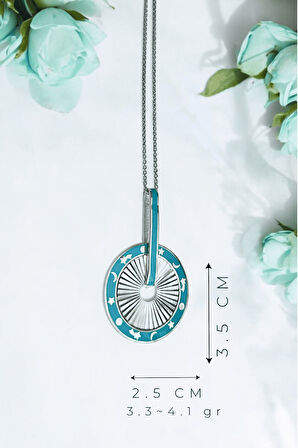 Mavi Gökyüzü İkonları Gümüş Kolye Ucu Charm | 925 Ayar Gümüş