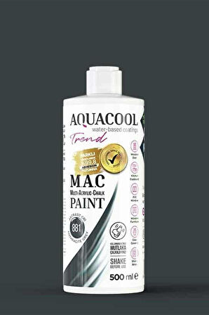 Aquacool Trend M.A.C Su Bazlı Akrilik Dönüşüm Boyası 500 ml. Antrasit Gri 881