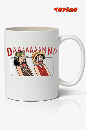 One Piece Monkey D. Luffy Usopp Anime Temalı Beyaz Kupa Bardak Sevgiliye Arkadaşa Hediye