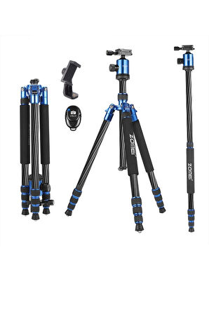 Z818C Profesyonel Karbon Fiber Tripod-Monopod-Ultra Hafif Materyal