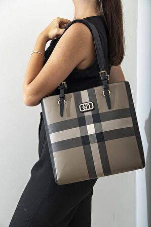 Kadın Omuz Çantası 1096-42742 SİLVER POLO M80 KAHVE-MAT SİYAH