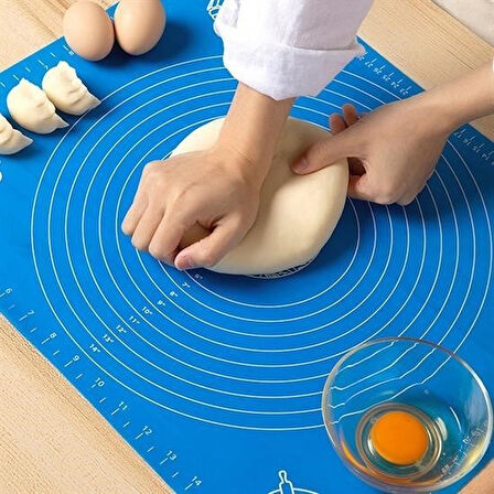 caselka® 40*50 cm Silikon Ölçekli Kullanımı Kolay Hamur Açma Matı Ekmek Mantı Makarna Hamuru Yoğurma
