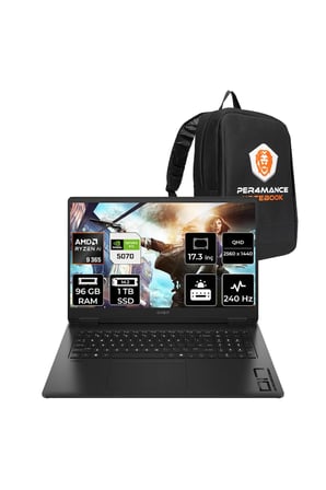OMEN 17 Ryzen AI 9 365 96GB 1TB SSD RTX5070/8GB 17.3'' QHD 240Hz FDOS Gaming Laptop & ÇANTA