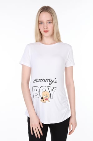 IŞŞIL 4476-Annesinin Oğlu Viskon Hamile Kısa Kol T-Shirt