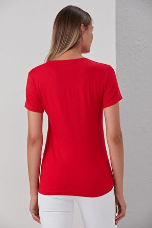 IŞŞIL 0788-Viskon Körüklü Düz Hamile Kısa Kol T-Shirt