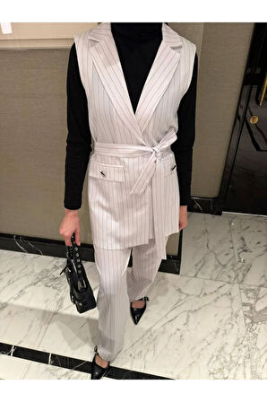 Arin Bezayağı Çizgili Yelekli Takım TNS-4387