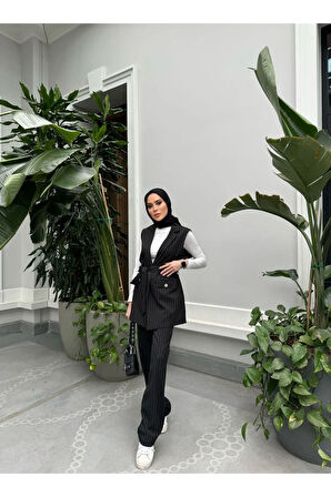 Arin Bezayağı Çizgili Yelekli Takım TNS-4387