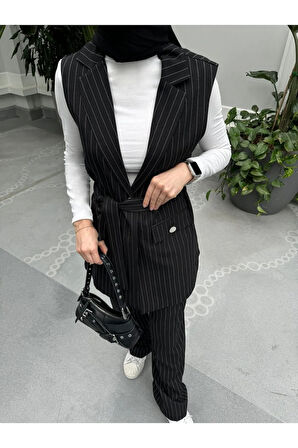 Arin Bezayağı Çizgili Yelekli Takım TNS-4387