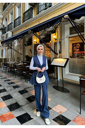 Arin Bezayağı Çizgili Yelekli Takım TNS-4387