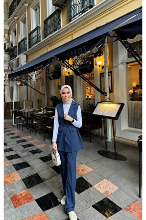 Arin Bezayağı Çizgili Yelekli Takım TNS-4387