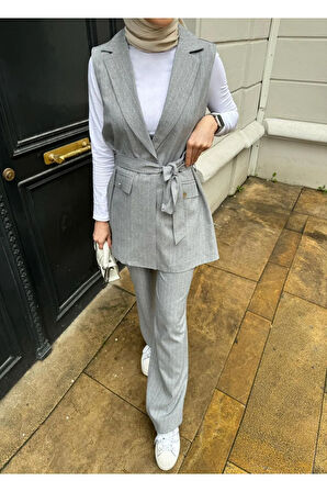 Arin Bezayağı Çizgili Yelekli Takım TNS-4387