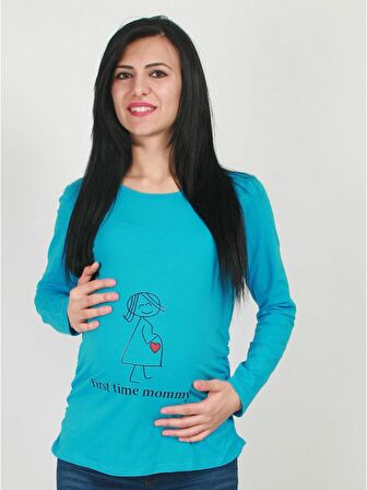 IŞŞIL Hamile Giyim Kalpli Anne Bebek Esprili T-Shirt