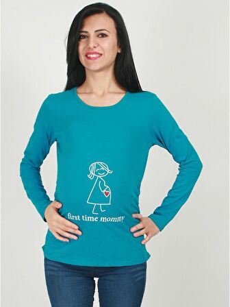 IŞŞIL Hamile Giyim Kalpli Anne Bebek Esprili T-Shirt