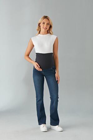 IŞŞIL 4530-İspanyol Paça Hamile Slim Fit Kot Pantolon