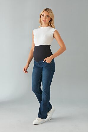 IŞŞIL 4530-İspanyol Paça Hamile Slim Fit Kot Pantolon