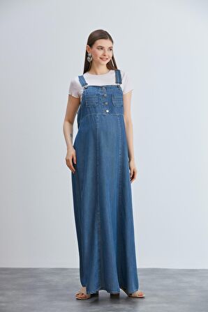 IŞŞIL 442-Mini Cep Hamile Liyosel Tulum Maxi Elbise