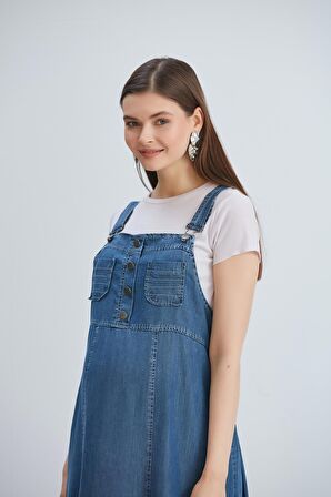 IŞŞIL 442-Mini Cep Hamile Liyosel Tulum Maxi Elbise