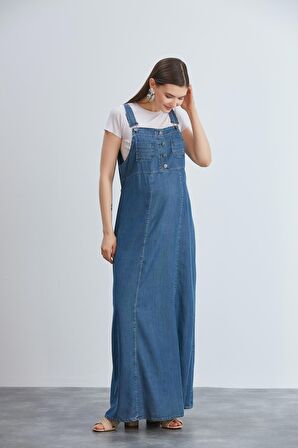 IŞŞIL 442-Mini Cep Hamile Liyosel Tulum Maxi Elbise