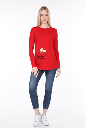 IŞŞIL 4472-Bebek Yükleniyor Viskon Hamile Uzun Kol T-Shirt