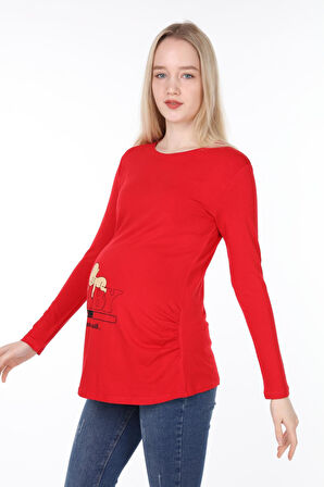 IŞŞIL 4472-Bebek Yükleniyor Viskon Hamile Uzun Kol T-Shirt