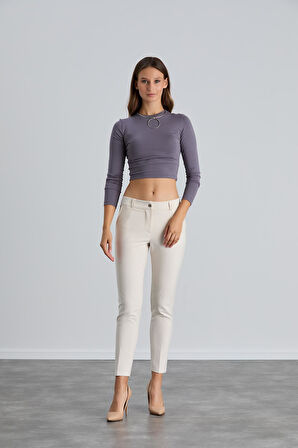 IŞŞIL 4548-Bilek Boy Dar Paça Kumaş Pantolon