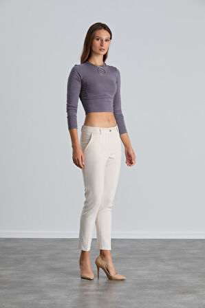 IŞŞIL 4548-Bilek Boy Dar Paça Kumaş Pantolon