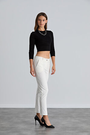 IŞŞIL 4548-Bilek Boy Dar Paça Kumaş Pantolon