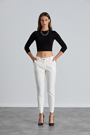 IŞŞIL 4548-Bilek Boy Dar Paça Kumaş Pantolon