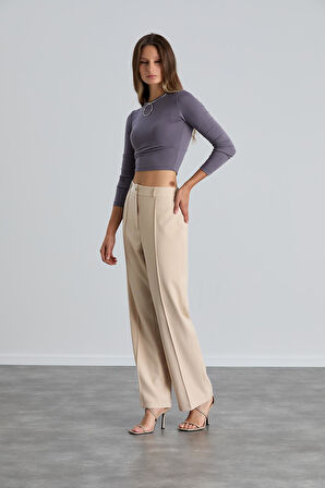 IŞŞIL 4549-Yüksek Bel Çimalı Palazzo Pantolon