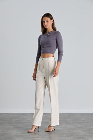 IŞŞIL 4549-Yüksek Bel Çimalı Palazzo Pantolon