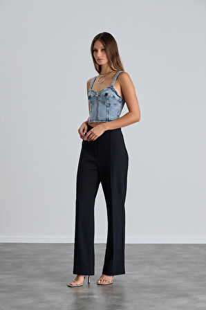 IŞŞIL 4549-Yüksek Bel Çimalı Palazzo Pantolon