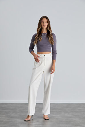 IŞŞIL 4550-Yüksek Bel Cepsiz Palazzo Pantolon