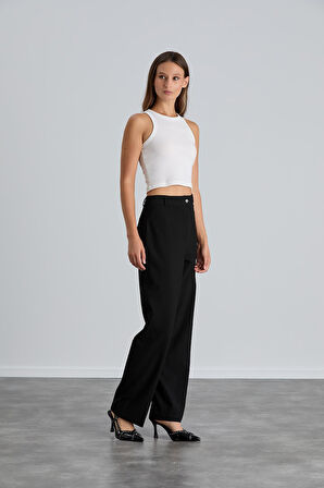 IŞŞIL 4550-Yüksek Bel Cepsiz Palazzo Pantolon