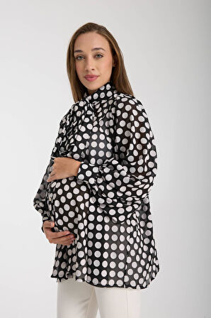 IŞŞIL 22218-Organize Puanlı OwerSize Hamile Bluz-Tunik