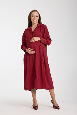 IŞŞIL 35007-Cep Biyeli OwerSize Midi Boy Tunik-Elbise