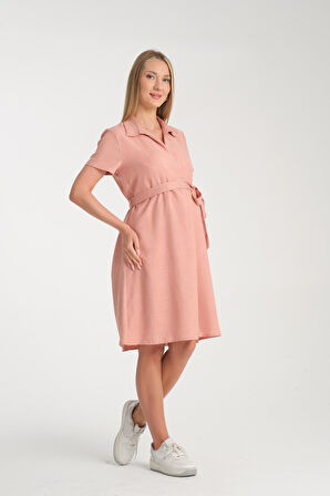 IŞŞIL E173-Kruvaze Yaka Emzirme Detaylı Hamile Giyim Elbise