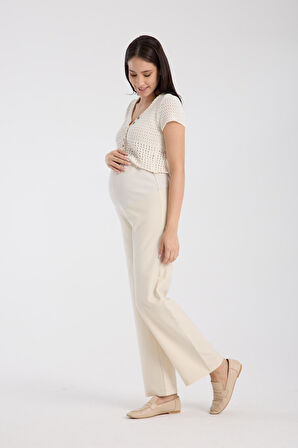 IŞŞIL 4564-Esnek Karın Banlı Hamile Giyim Bol Paça Kumaş Pantolon