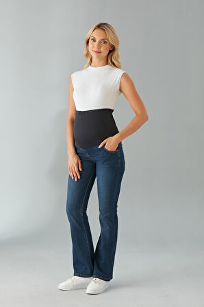 IŞŞIL 615-Hamile Karın Bandlı Lycra İspanyol Paça Kot Pantolon