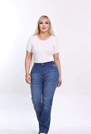 IŞŞIL 715-Esnek İspanyol Paça Büyük Beden Kot Pantolon