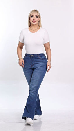 IŞŞIL 715-Esnek İspanyol Paça Büyük Beden Kot Pantolon