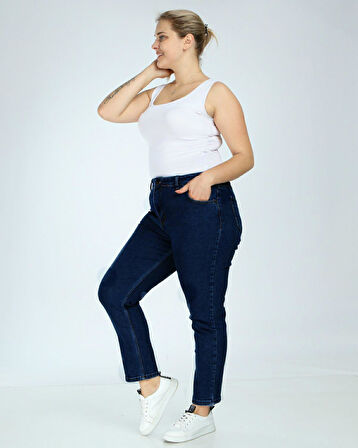 IŞŞIL 505-Bilek Boy Boru Paça Büyük Beden Esnek Kot Pantolon